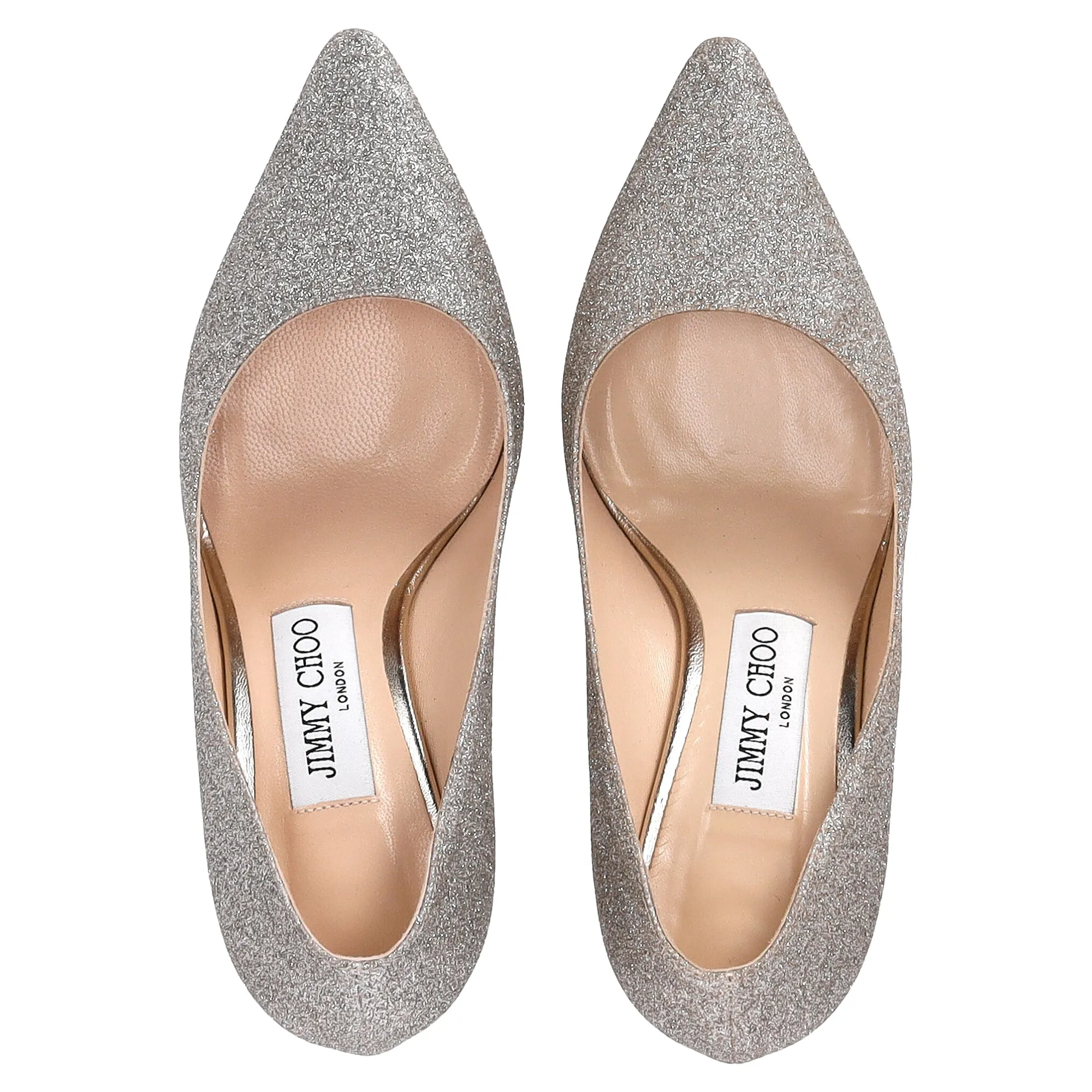 Jimmy Choo Romy Pumps in Silver Glitter