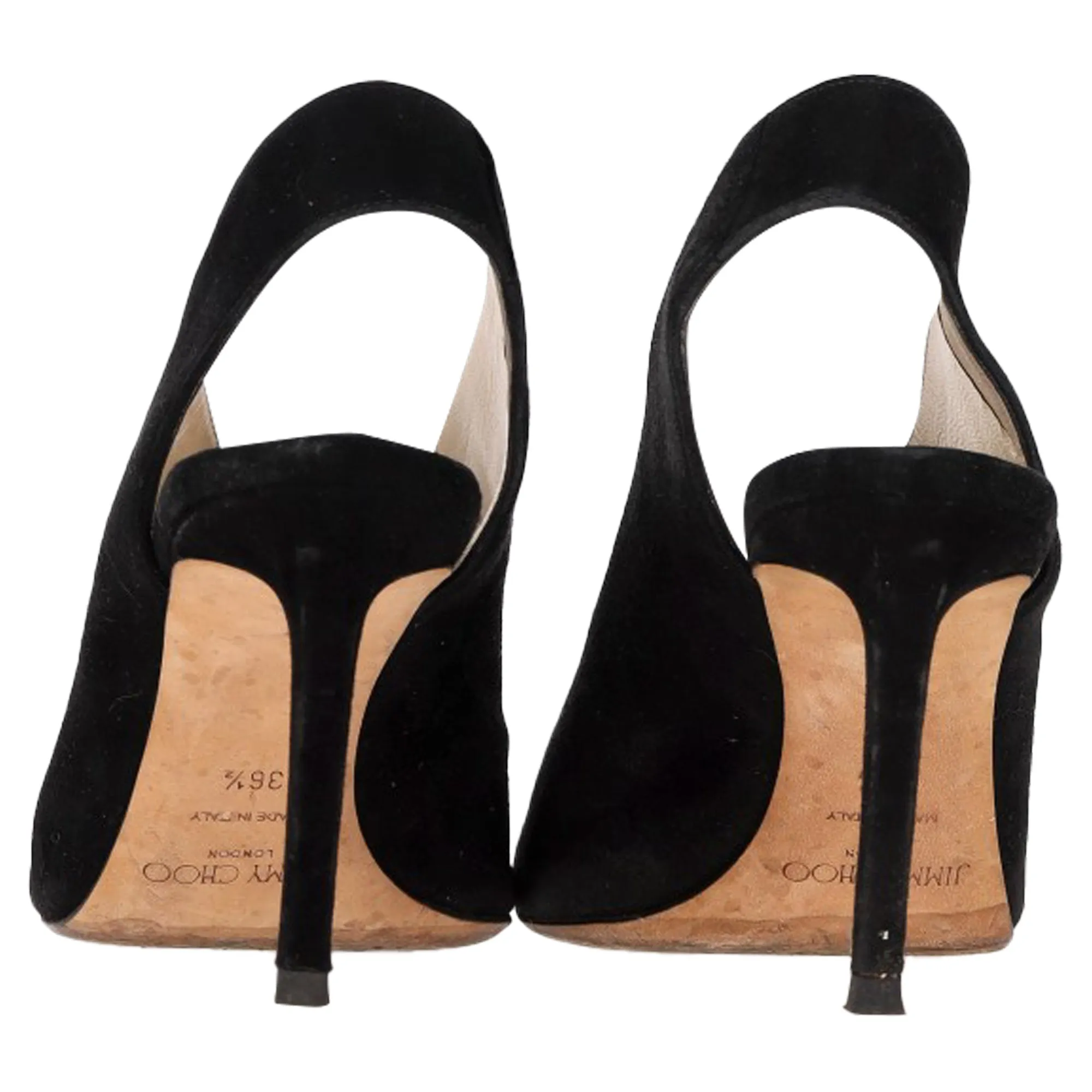 Jimmy Choo Shar 85 Peep-Toe Slingback Pumps in Black Suede