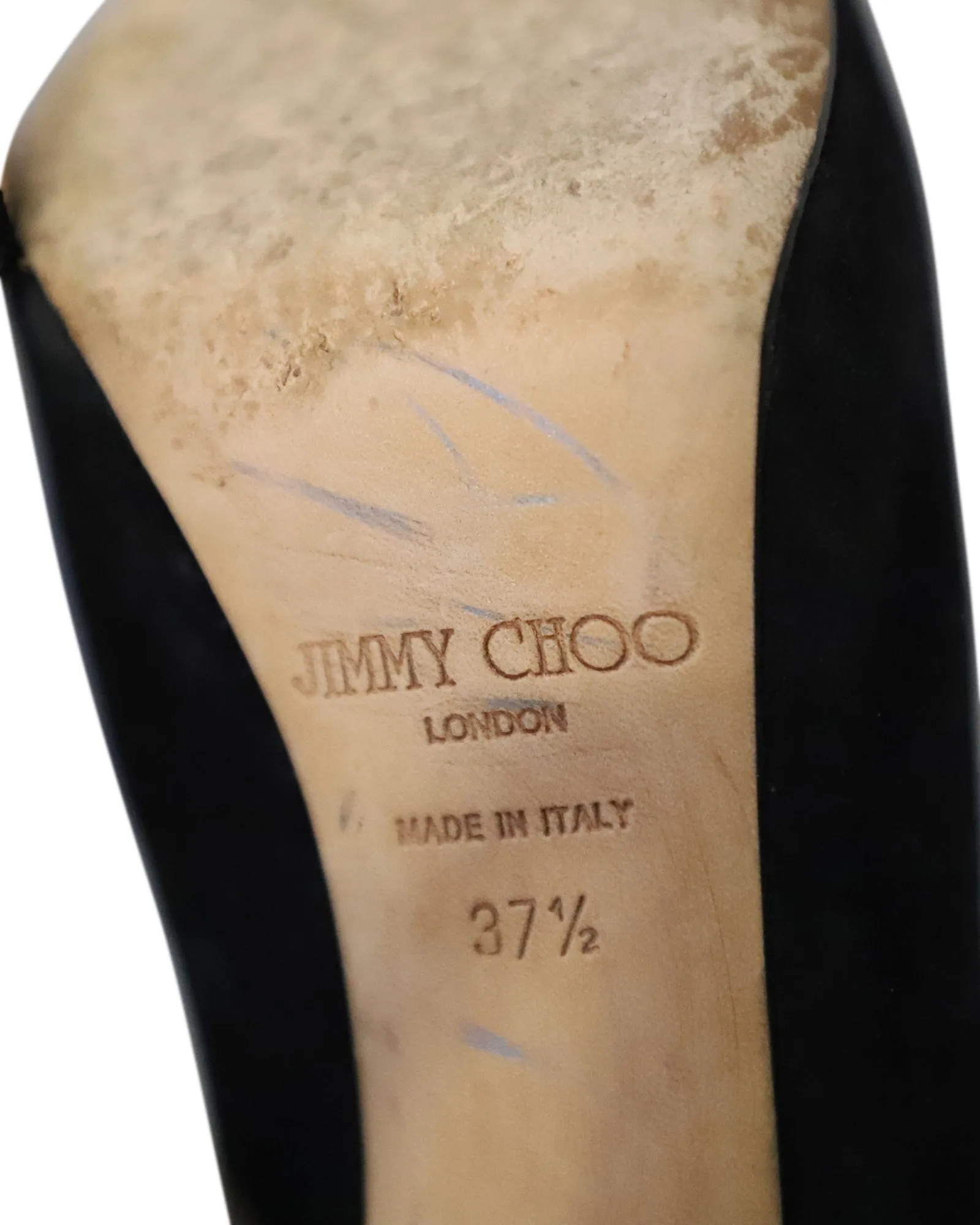 Jimmy Choo Snakeskin Effect Back Heel Pumps in Black Suede