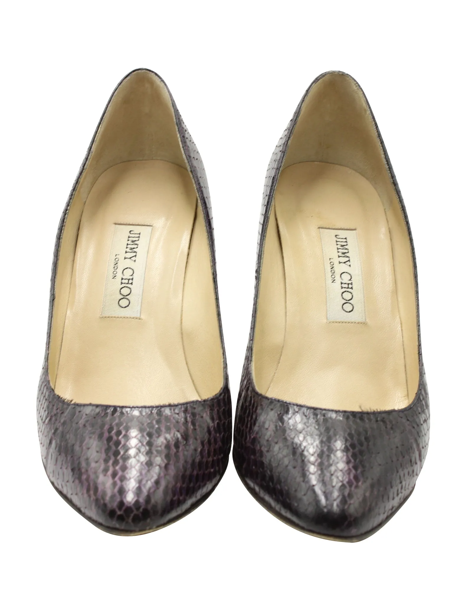 Jimmy Choo Snakeskin Pumps in Purple Leather