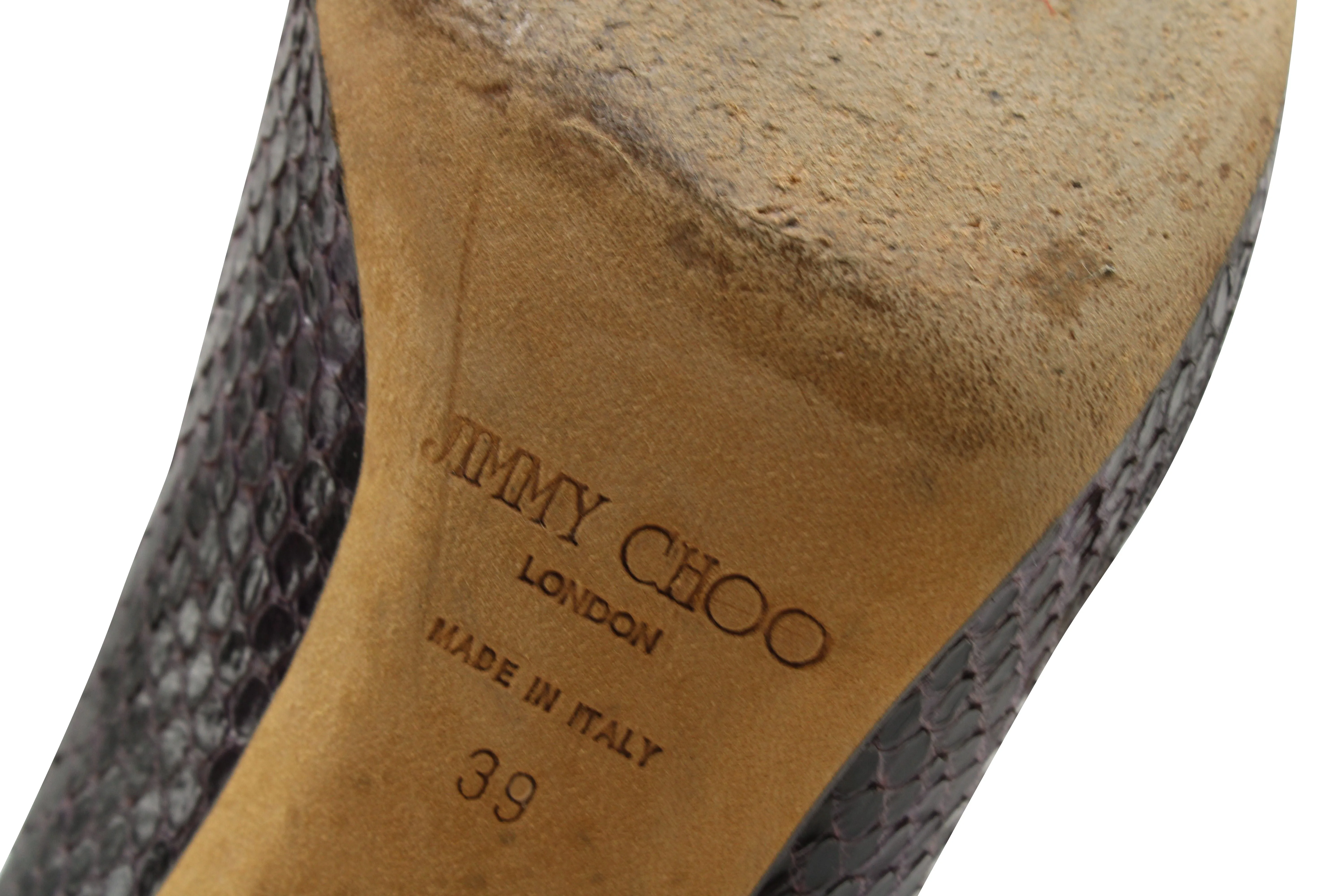 Jimmy Choo Snakeskin Pumps in Purple Leather