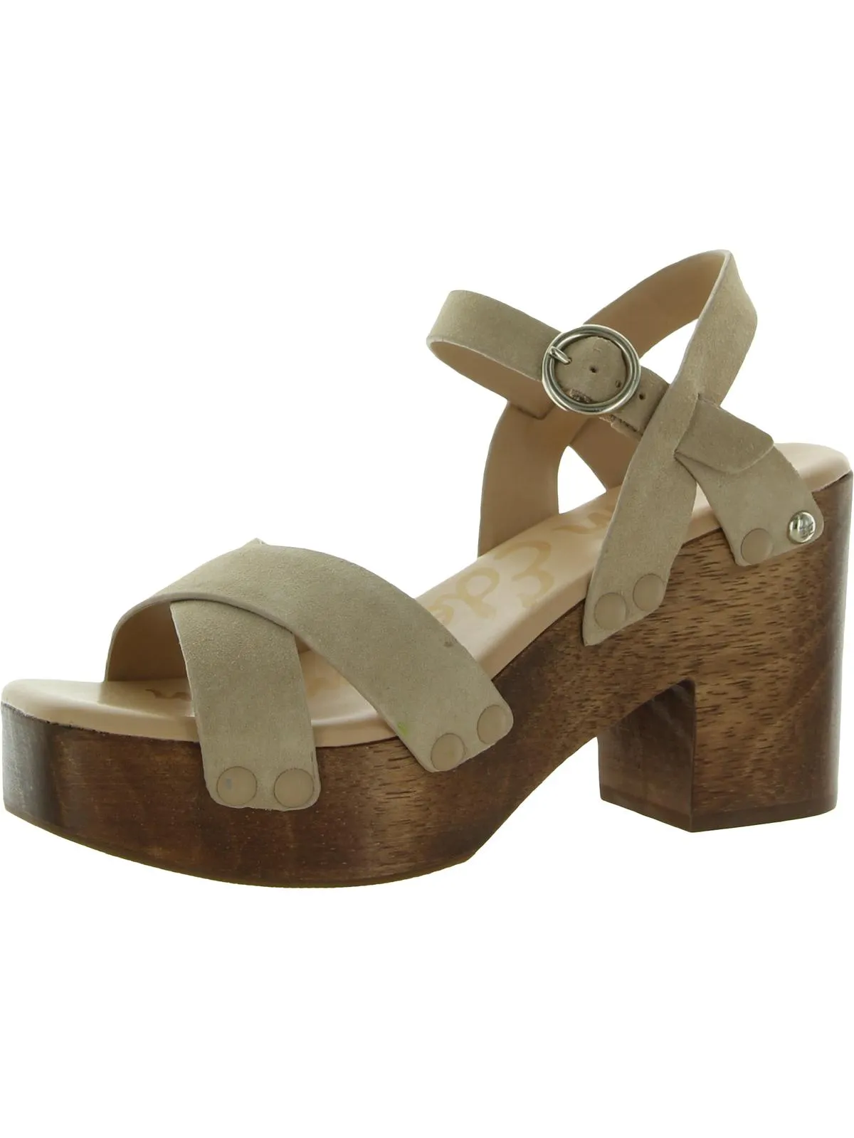 Josefine Womens Buckle Wood Heels
