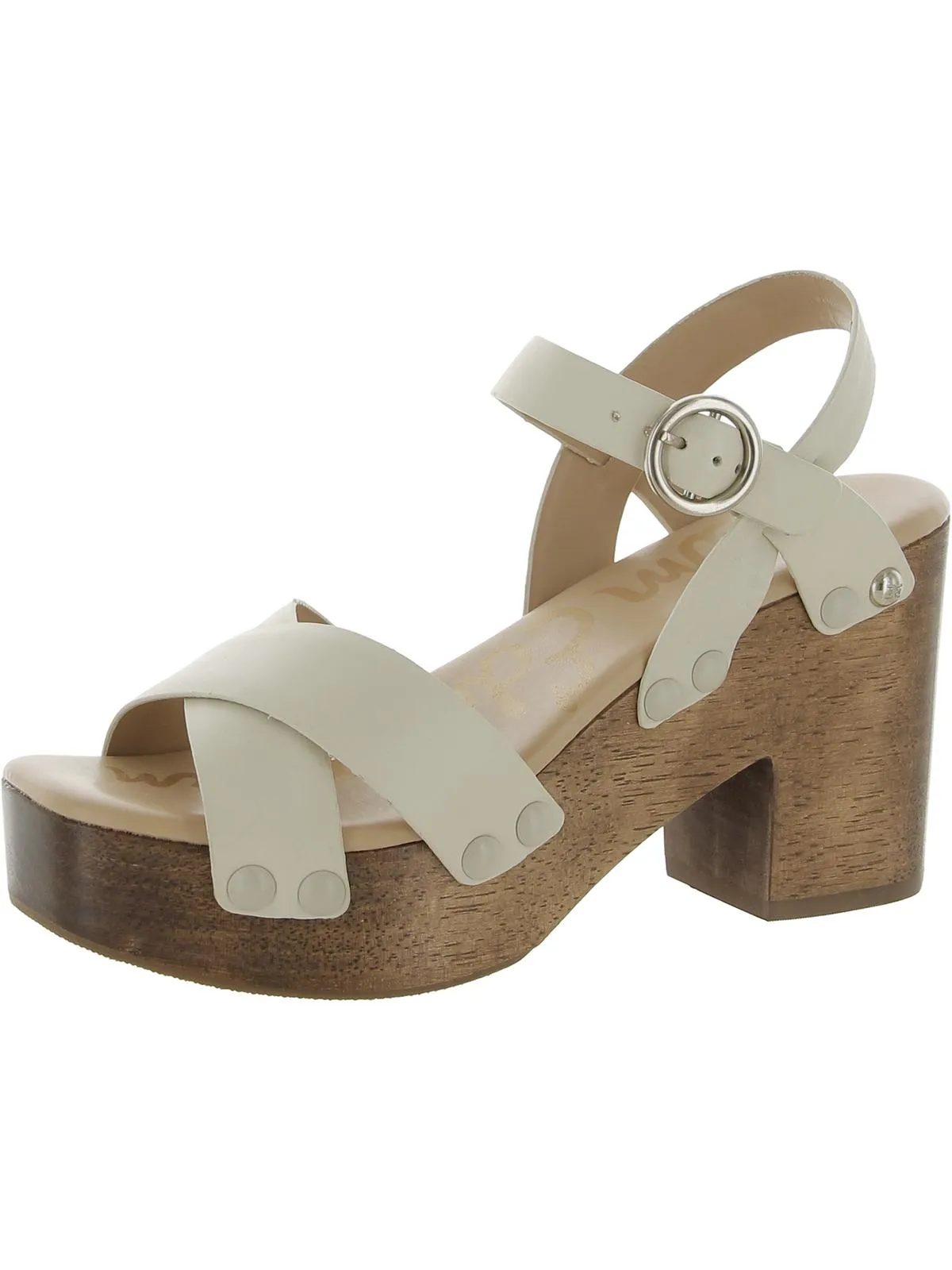 Josefine Womens Buckle Wood Heels
