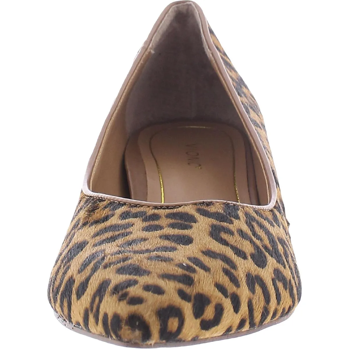 Josie Leopard Womens Leather Slip On Kitten Heels