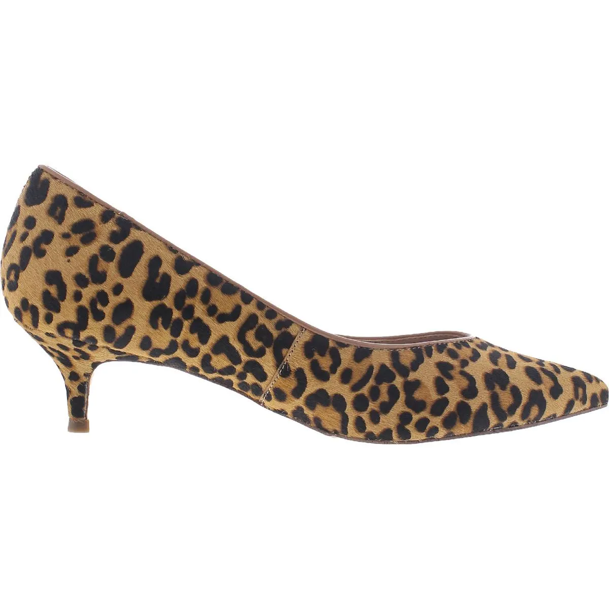 Josie Leopard Womens Leather Slip On Kitten Heels