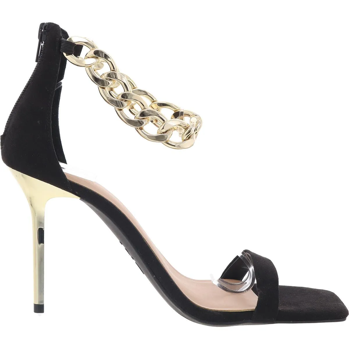 Kabra Womens Chain Faux Leather Ankle Strap