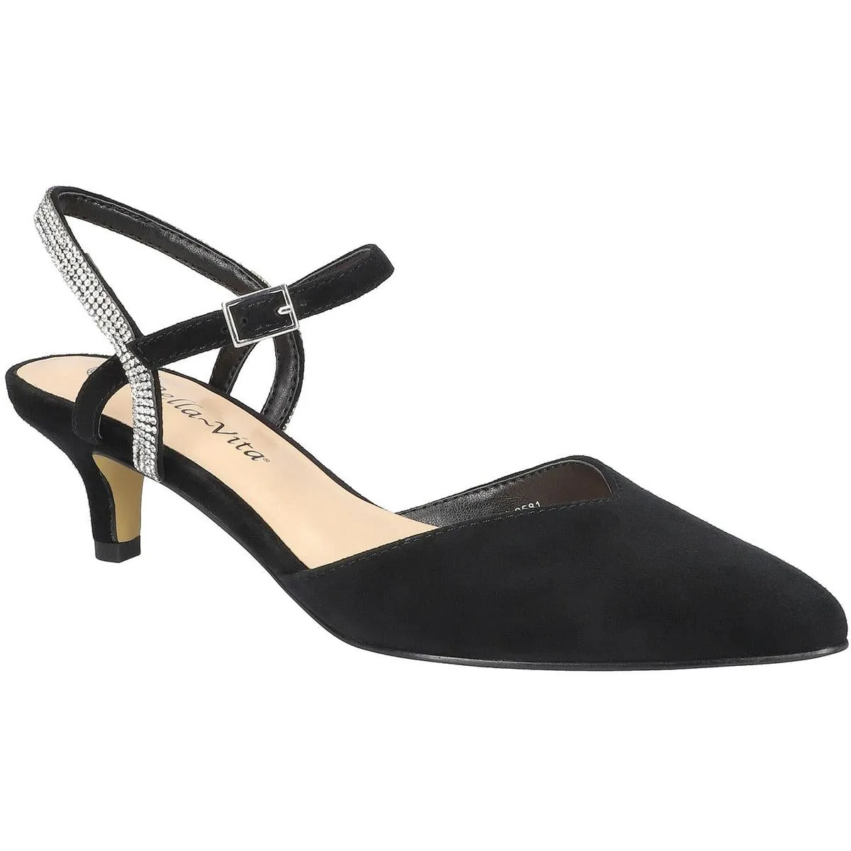 Katriana Womens Leather Embellished Slingback Heels