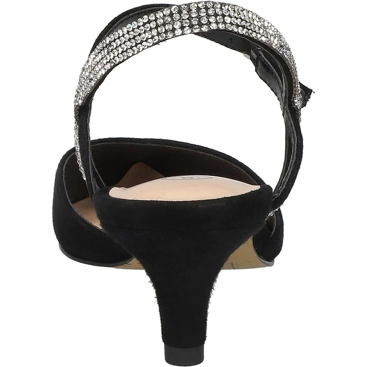 Katriana Womens Leather Embellished Slingback Heels