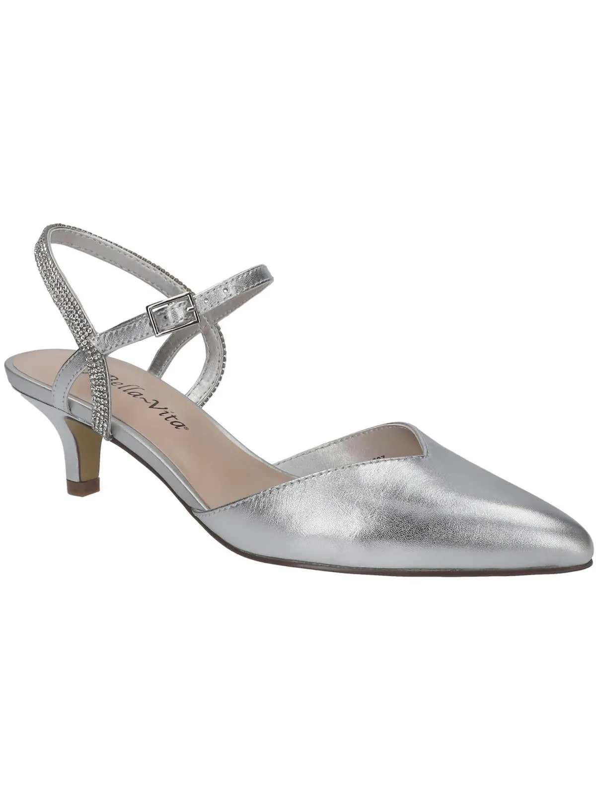 Katriana Womens Leather Embellished Slingback Heels