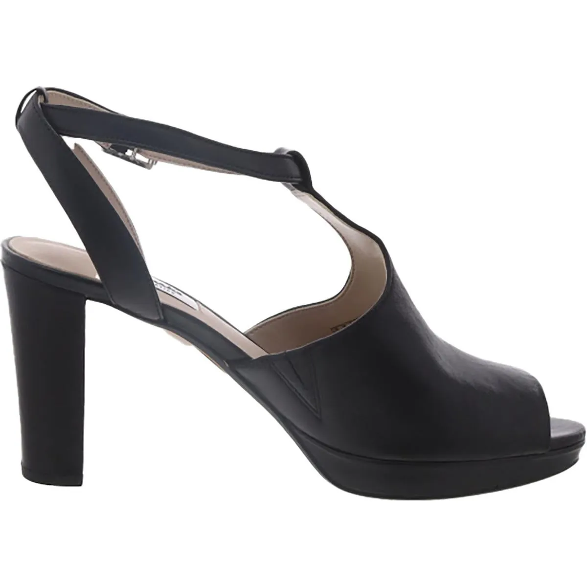 Kendra Charm Womens Leather Open Toe T-Strap Heels