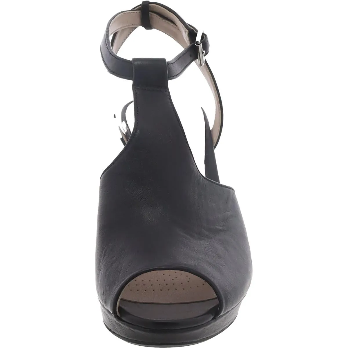 Kendra Charm Womens Leather Open Toe T-Strap Heels