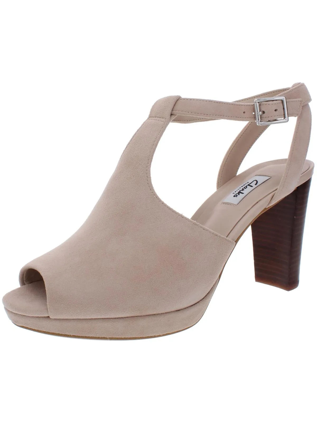 Kendra Charm Womens Leather Open Toe T-Strap Heels