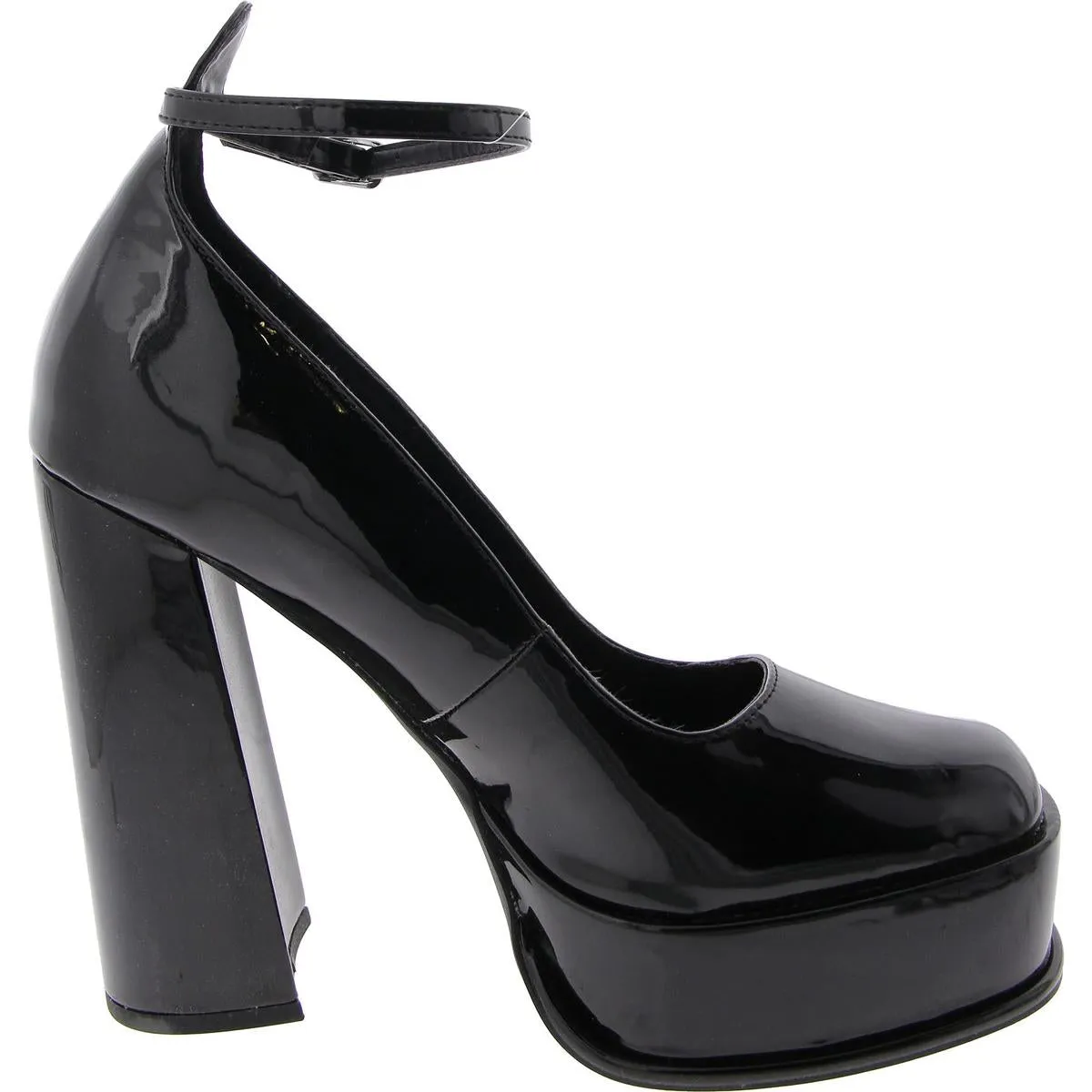 Kendra Womens Patent Ankle Strap Platform Heels