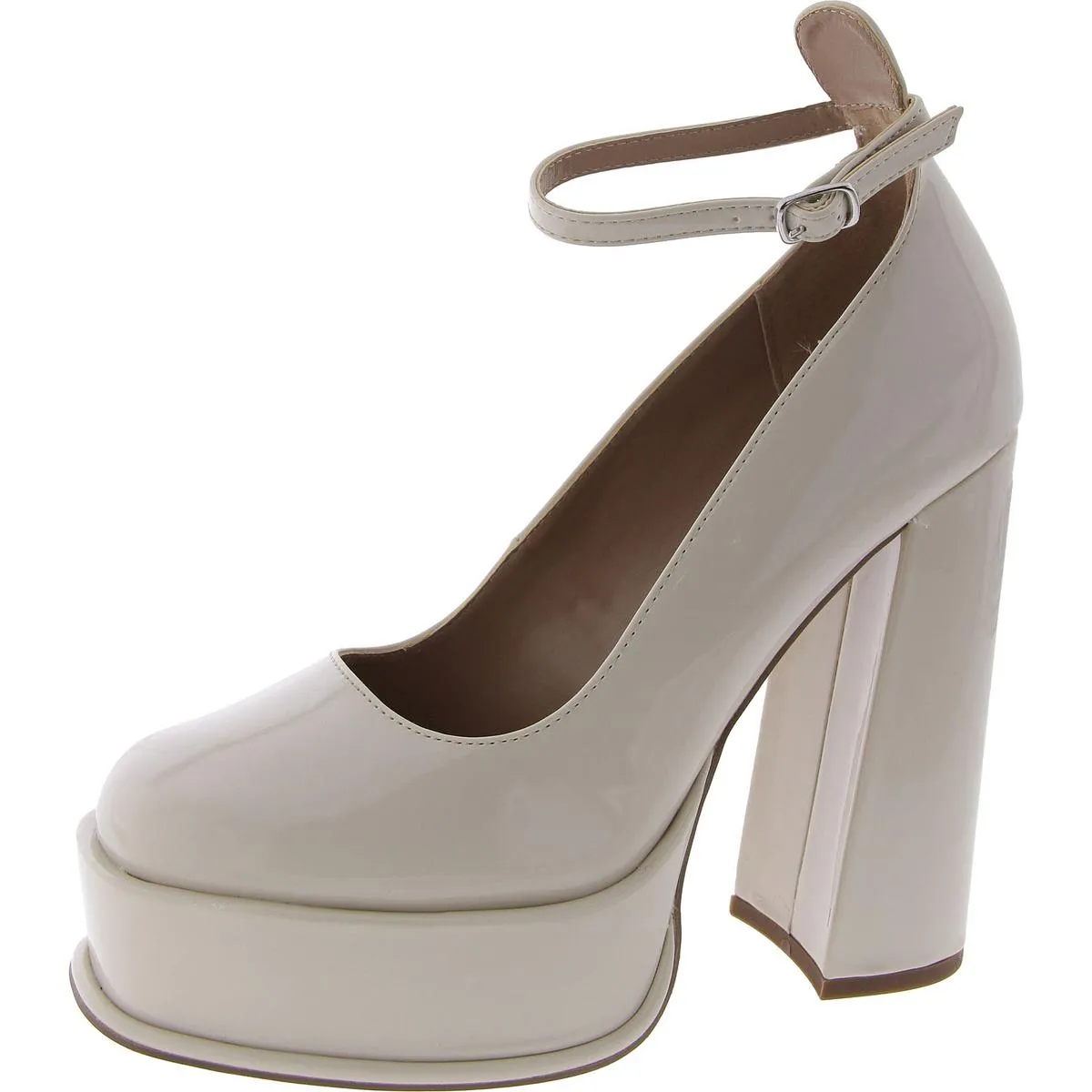 Kendra Womens Patent Ankle Strap Platform Heels