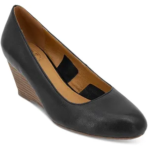 Khloe Womens Leather Slip On Wedge Heels
