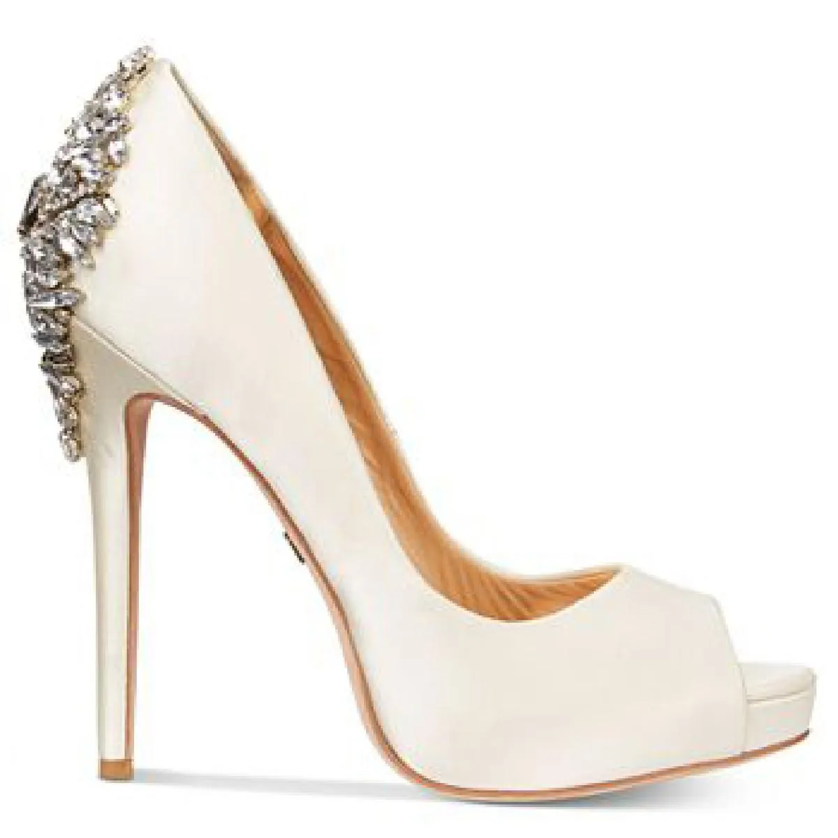Kiara Womens Satin Embellished Peep-Toe Heels