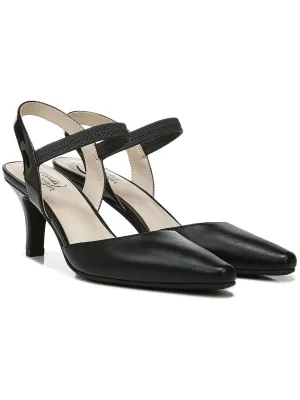 Kiley Womens Faux Leather Pointed Toe Kitten Heels