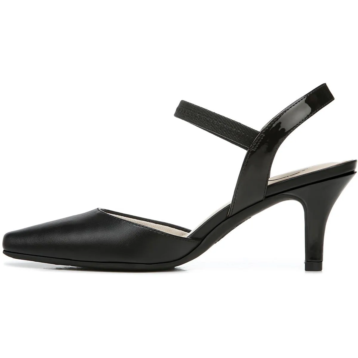 Kiley Womens Faux Leather Pointed Toe Kitten Heels