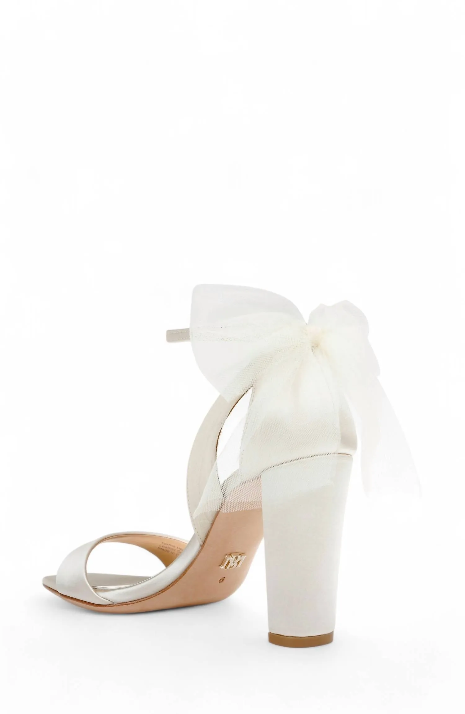 Kim Mesh Bow Block Heel In Ivory