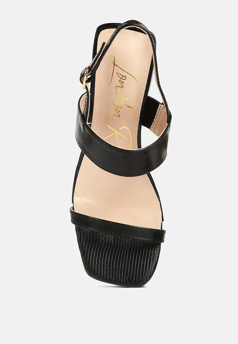 kirk elasticated gussets block heel sandals