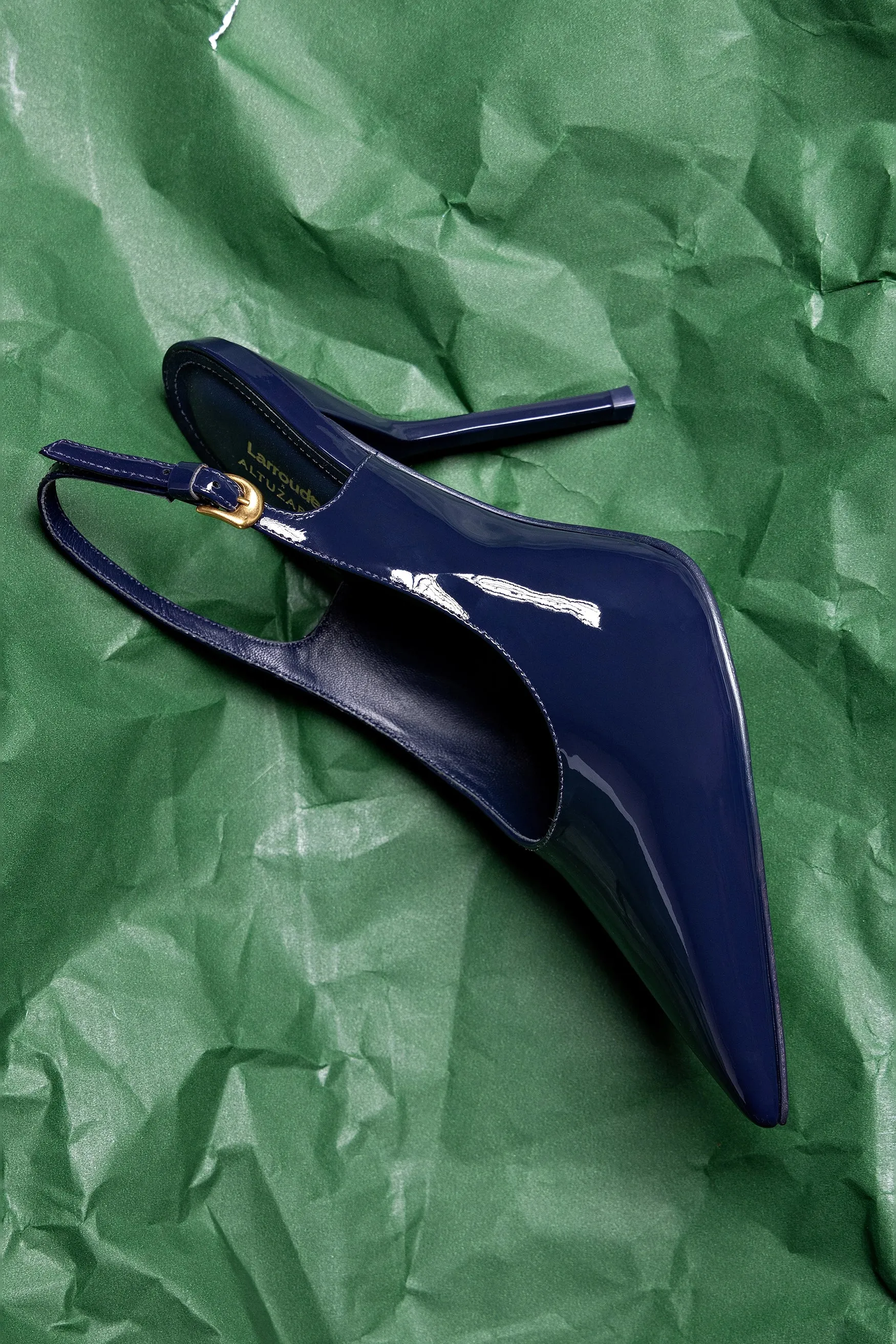 Larroud x Altuzarra Pump In Navy Patent Leather