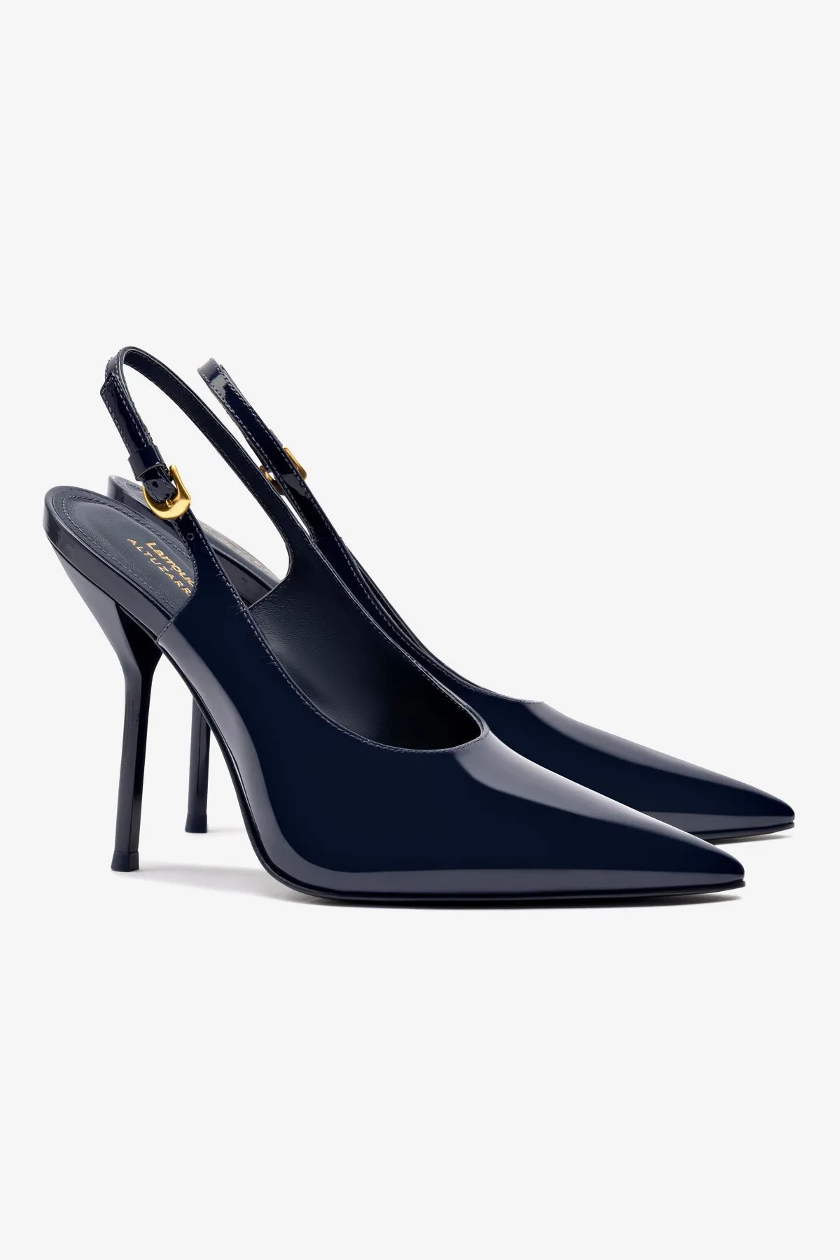Larroud x Altuzarra Pump In Navy Patent Leather