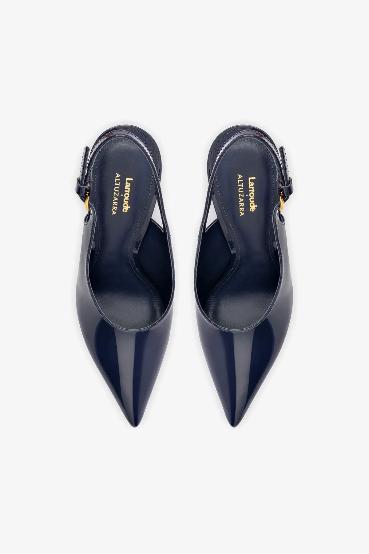 Larroud x Altuzarra Pump In Navy Patent Leather