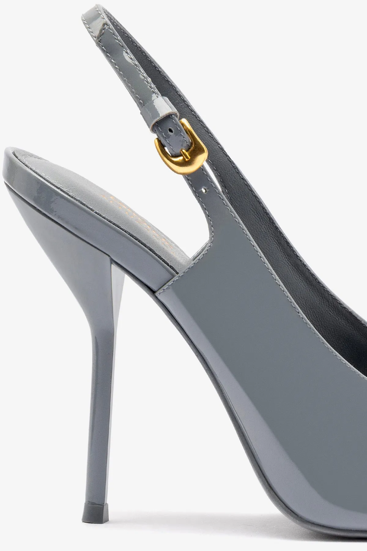 Larroud x Altuzarra Pump In Titanium Patent Leather
