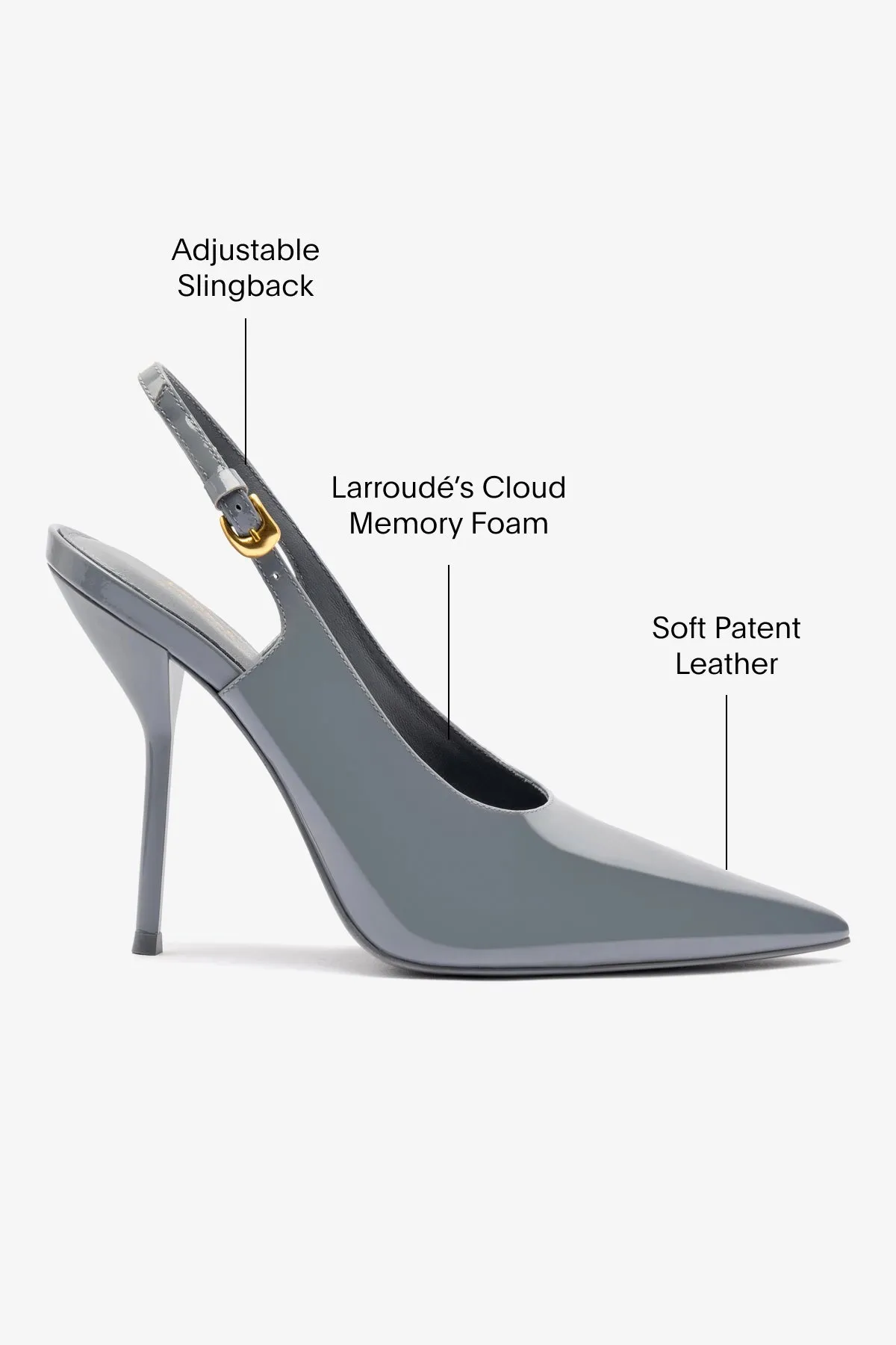 Larroud x Altuzarra Pump In Titanium Patent Leather