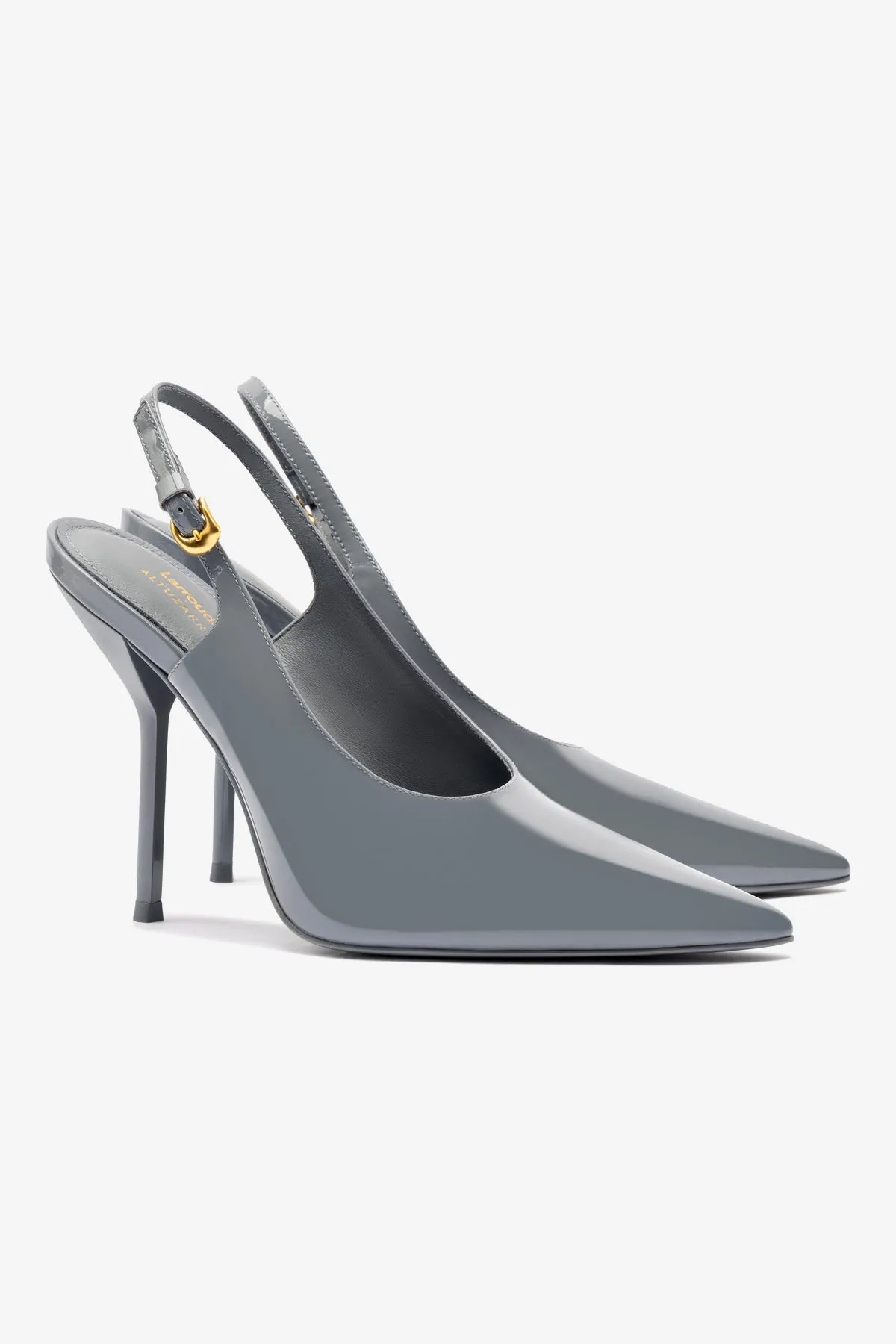 Larroud x Altuzarra Pump In Titanium Patent Leather