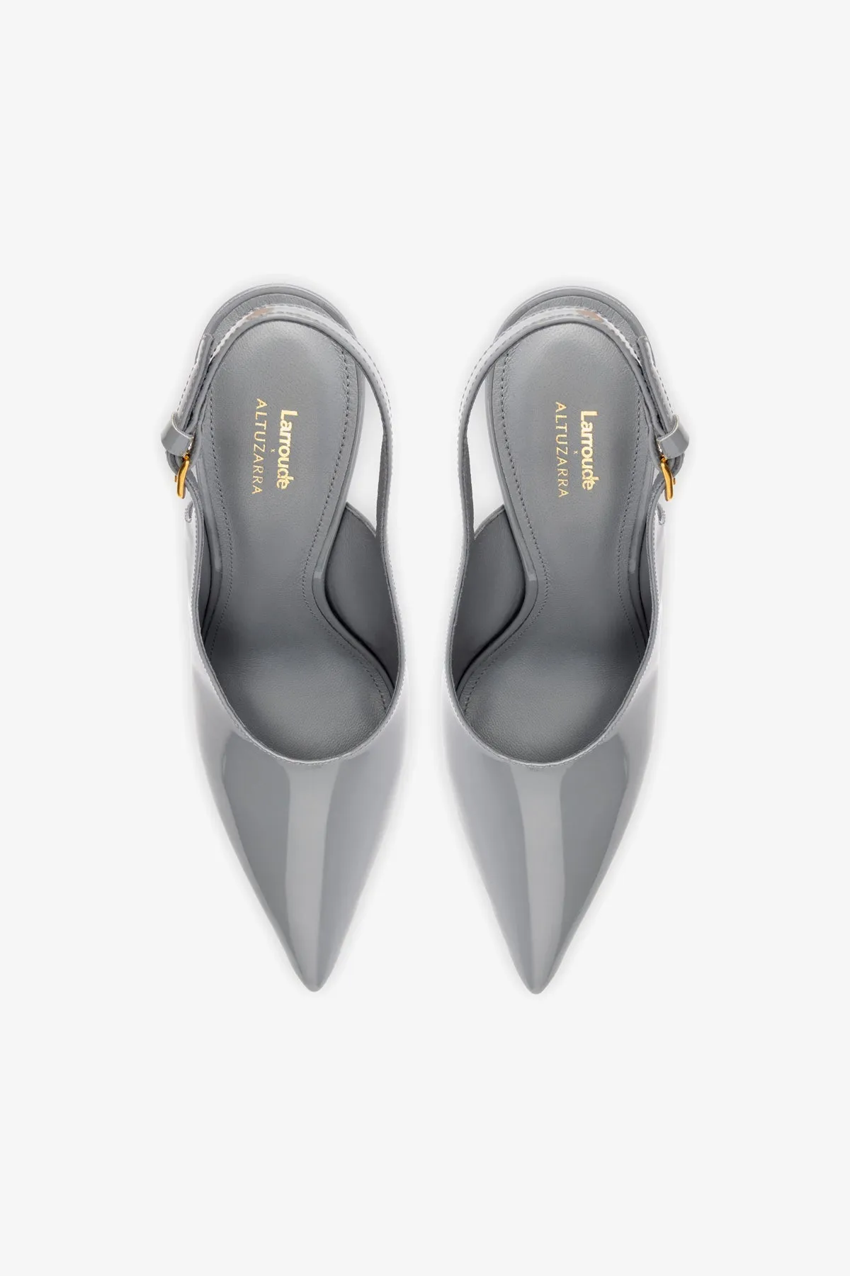Larroud x Altuzarra Pump In Titanium Patent Leather