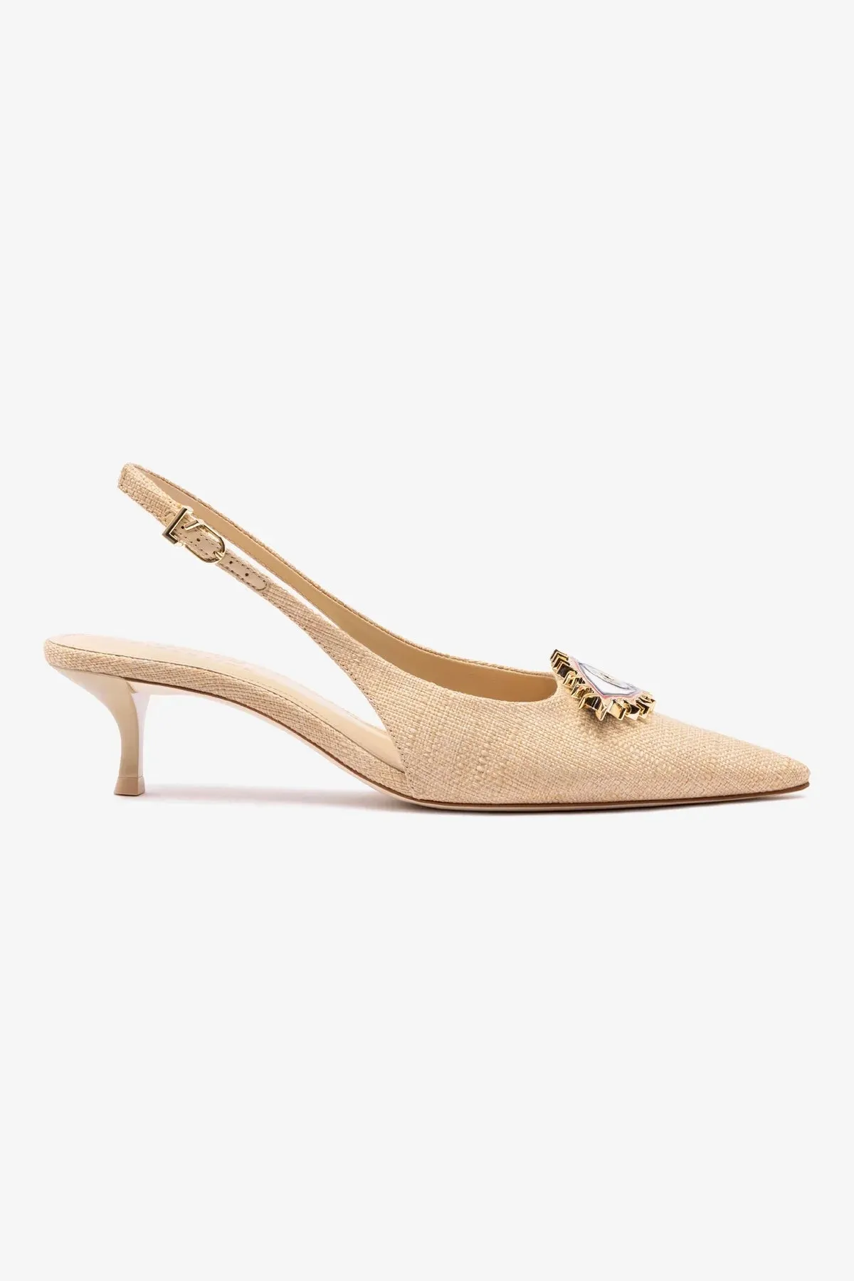 Larroud x Libertine Eye Pump Lo In Beige Raffia