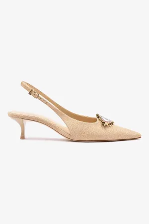 Larroud x Libertine Eye Pump Lo In Beige Raffia