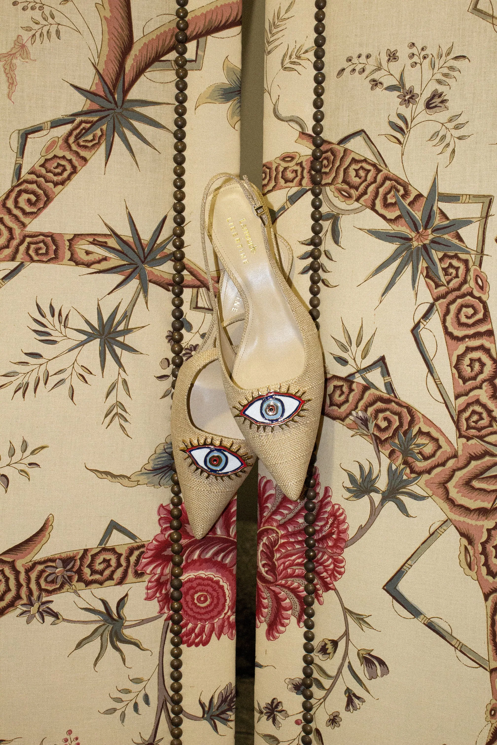 Larroud x Libertine Eye Pump Lo In Beige Raffia