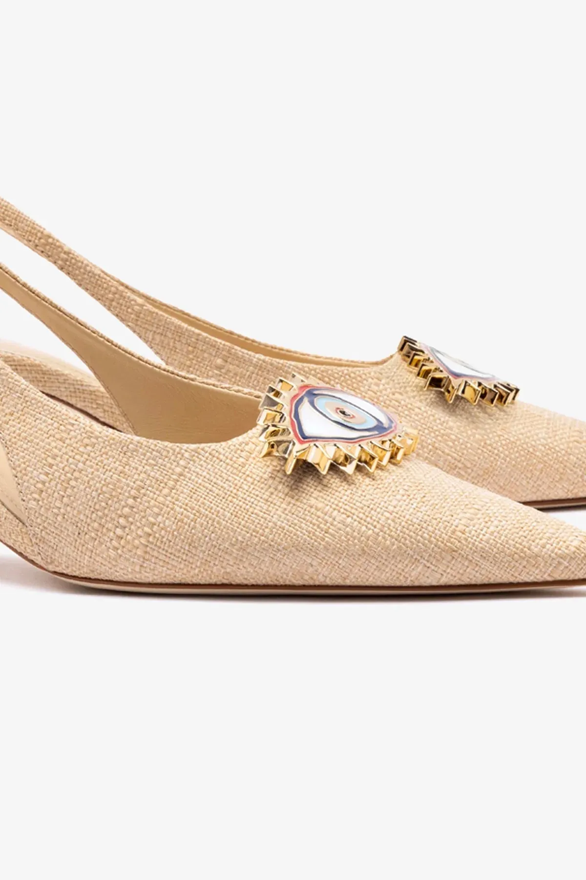 Larroud x Libertine Eye Pump Lo In Beige Raffia