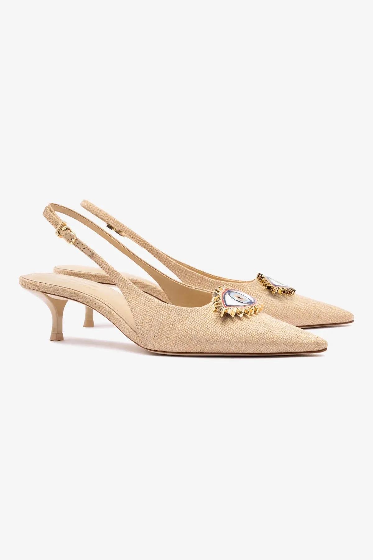 Larroud x Libertine Eye Pump Lo In Beige Raffia