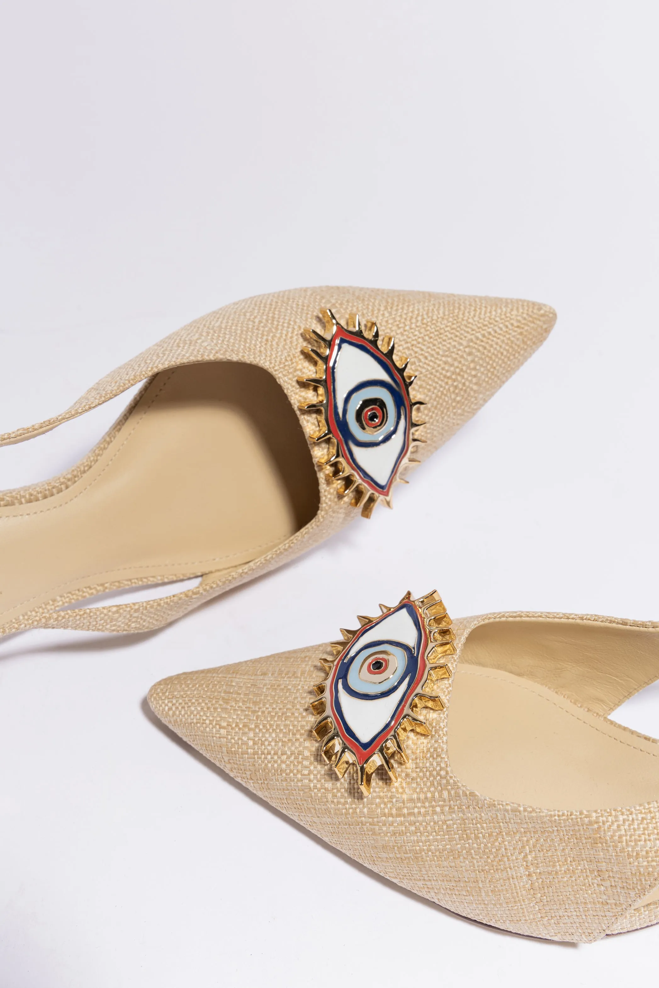 Larroud x Libertine Eye Pump Lo In Beige Raffia