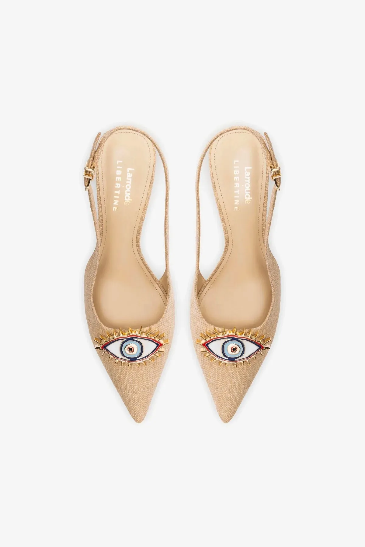 Larroud x Libertine Eye Pump Lo In Beige Raffia