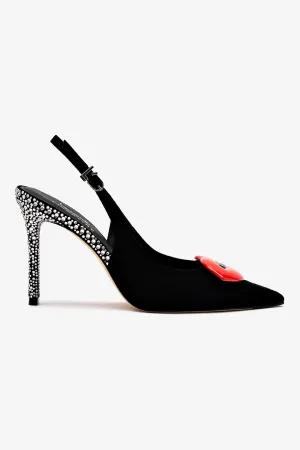 Larroud x Libertine Lips Pump Hi In Black Suede and Crystals