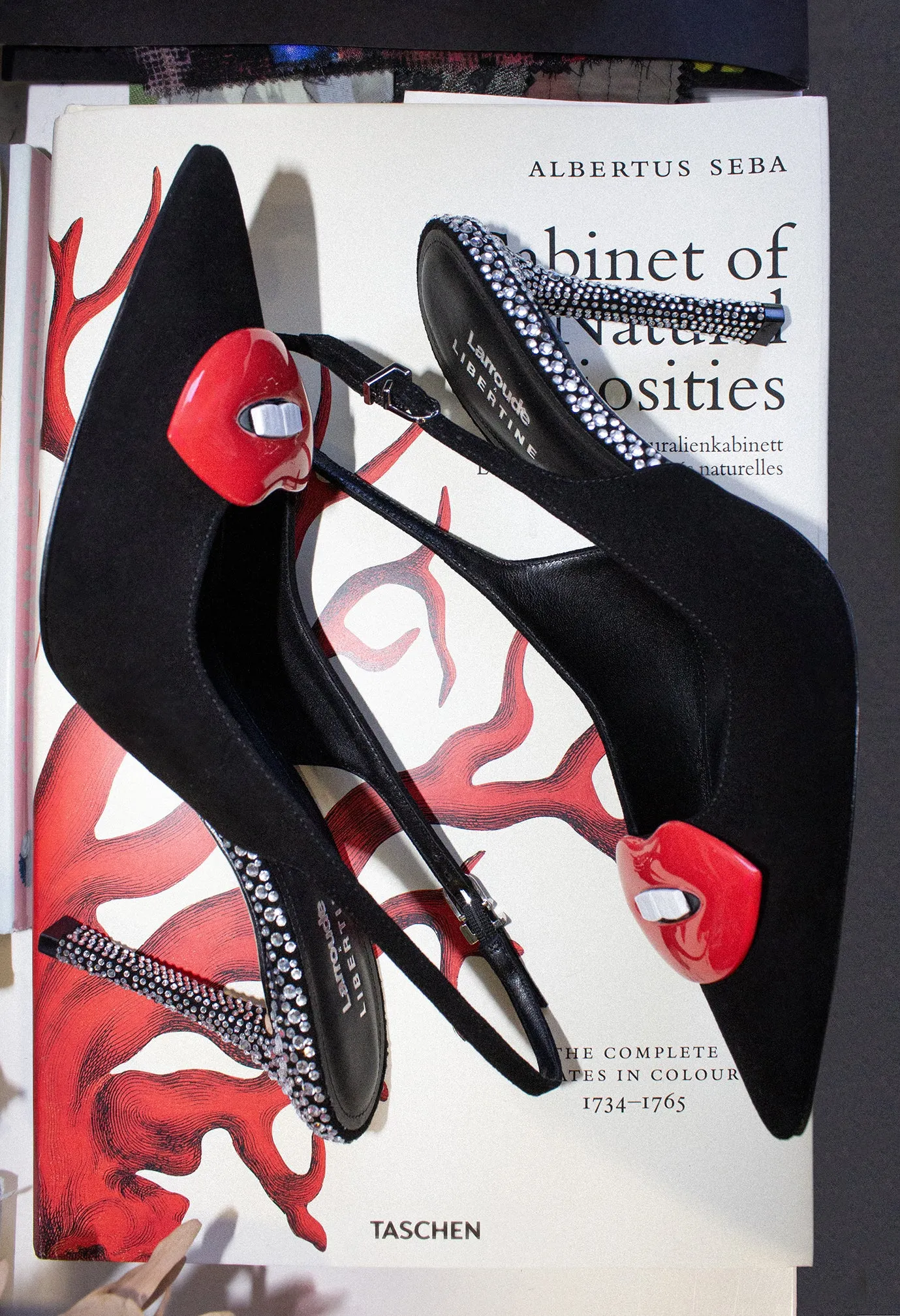 Larroud x Libertine Lips Pump Hi In Black Suede and Crystals