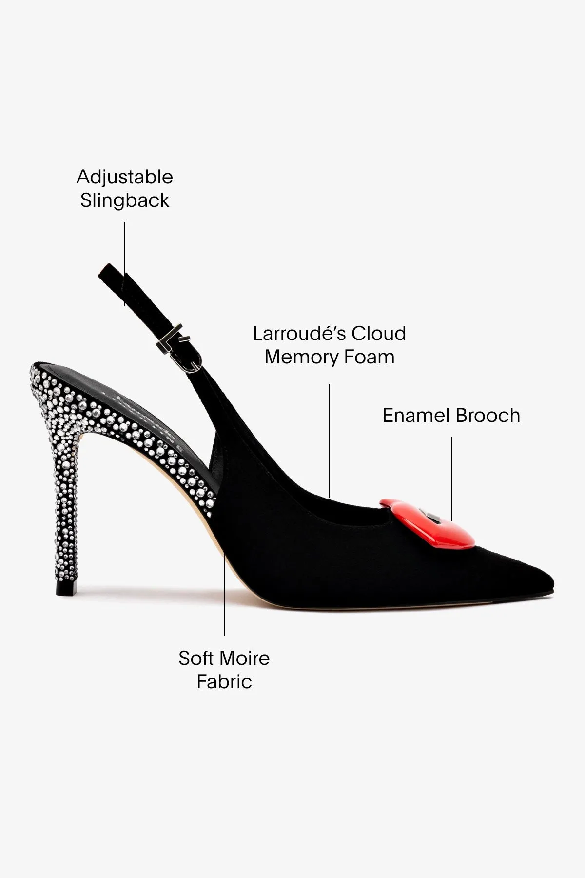 Larroud x Libertine Lips Pump Hi In Black Suede and Crystals