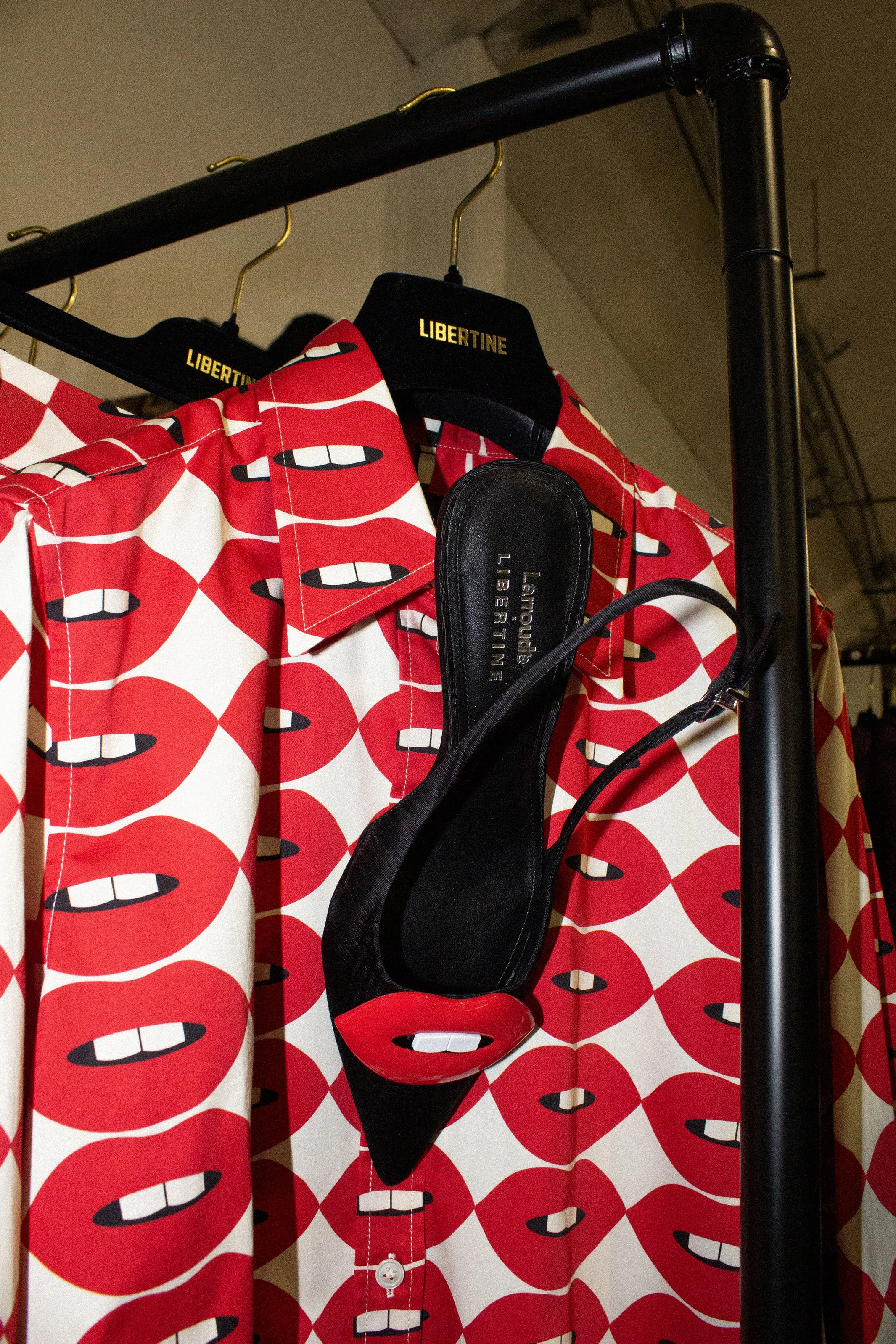 Larroud x Libertine Lips Pump Lo In Black Fabric