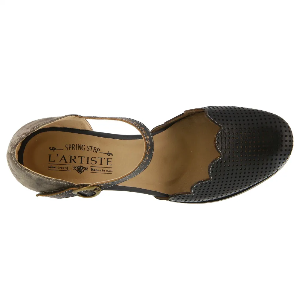 L'Artiste By Spring Step Parchelle Black Multi Leather Heel (Women's)
