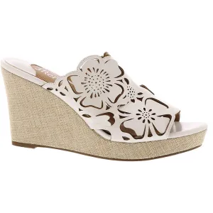Lashan Womens Faux Leather Laser Cut Wedge Heels