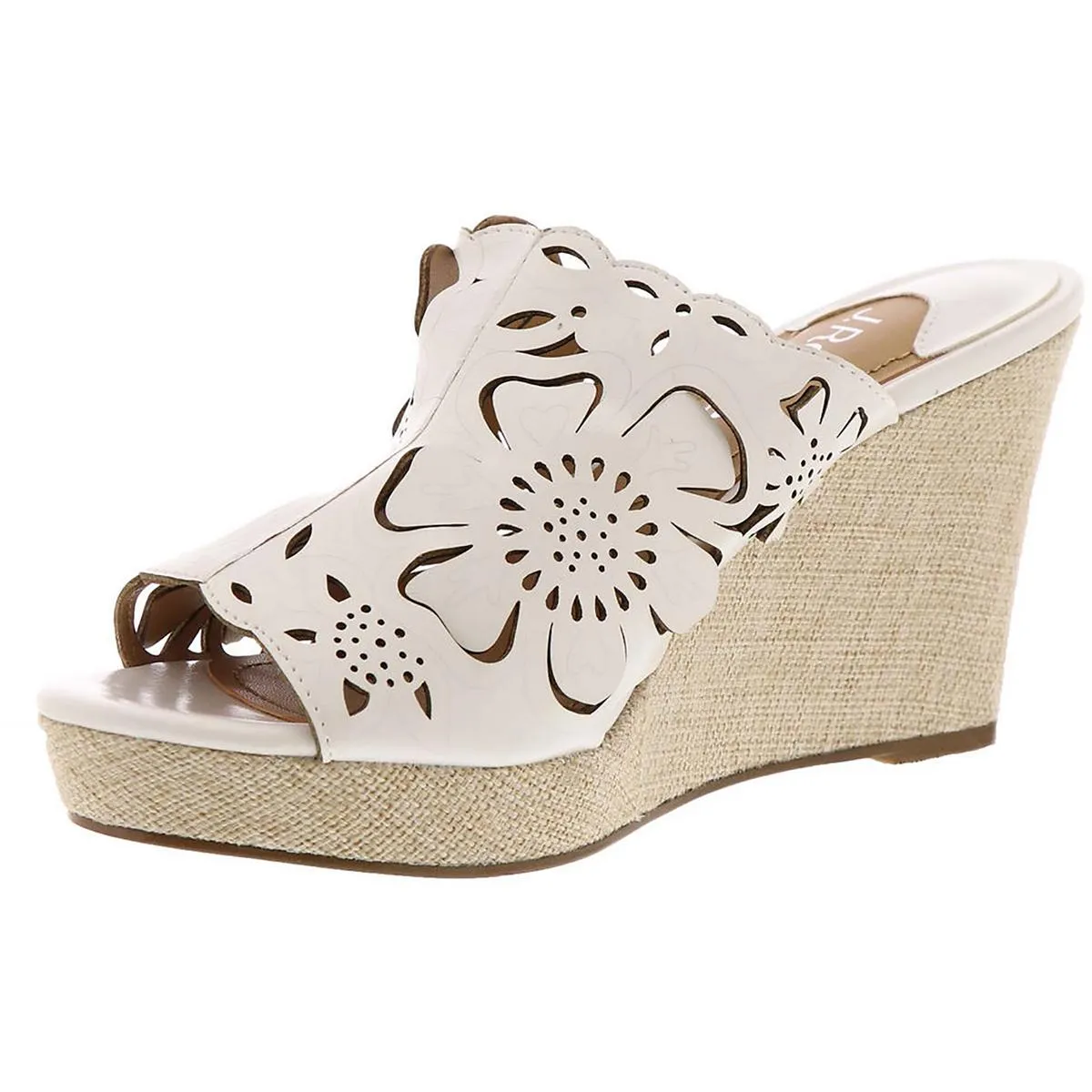 Lashan Womens Faux Leather Laser Cut Wedge Heels