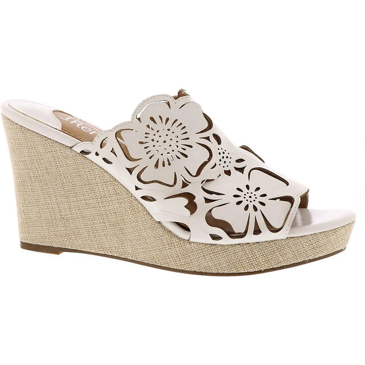 Lashan Womens Faux Leather Laser Cut Wedge Heels