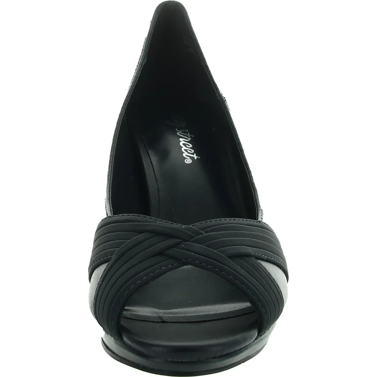 Lavish Womens Criss-Cross Faux Leather Pumps