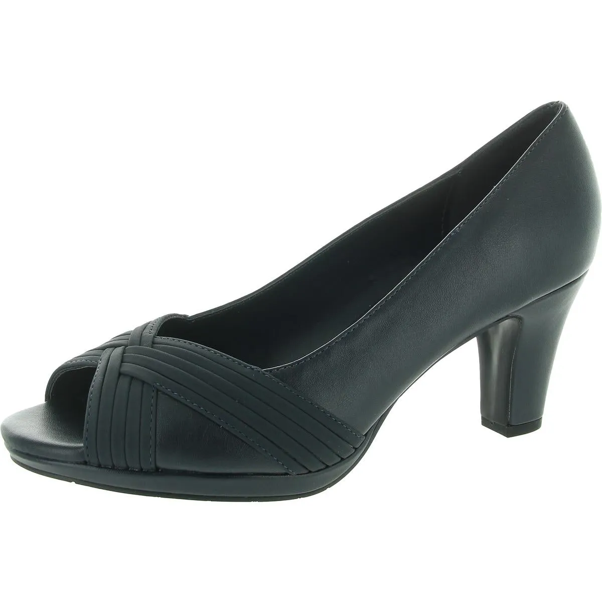 Lavish Womens Criss-Cross Faux Leather Pumps