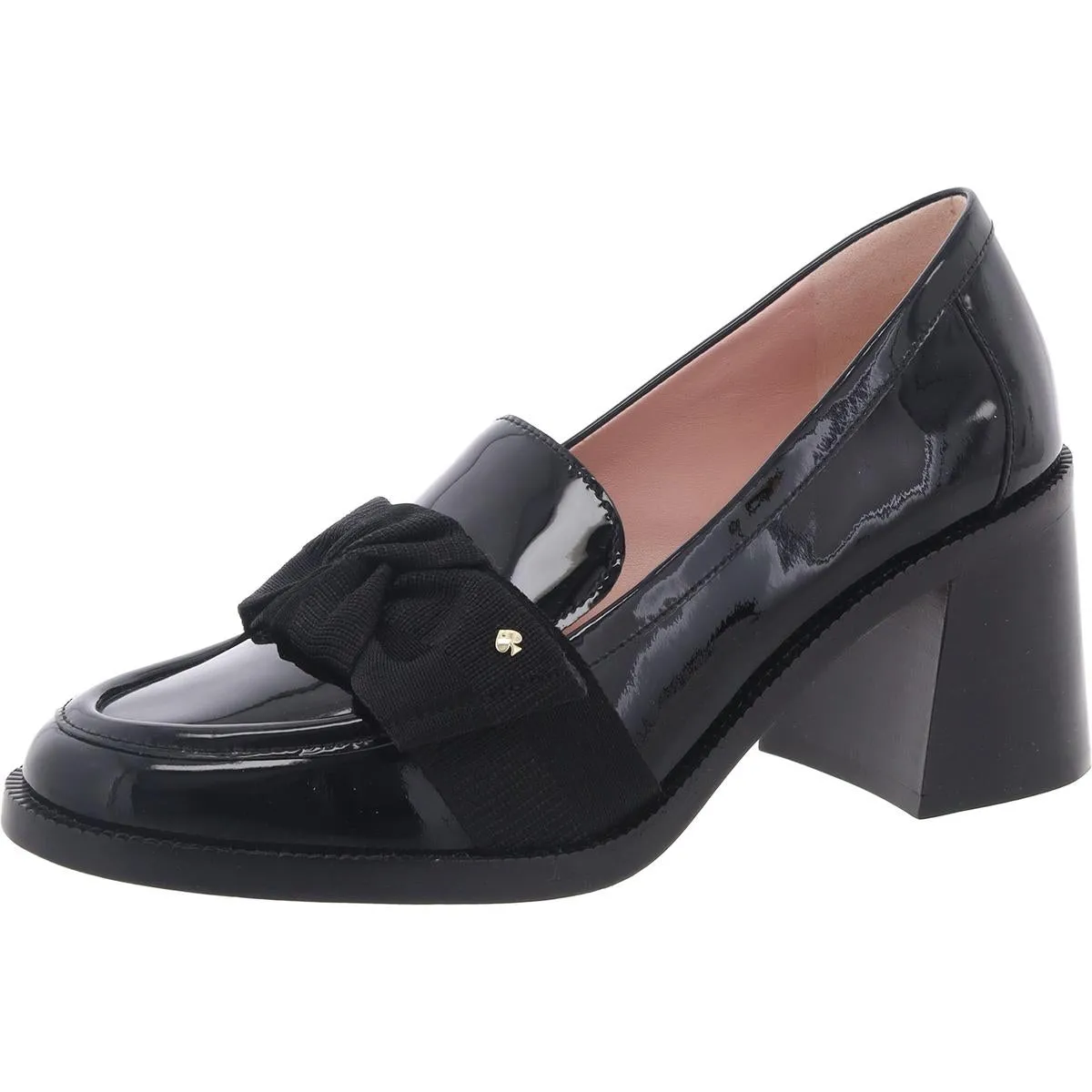 Leandra Womens Patent Leather Slip On Loafer Heels