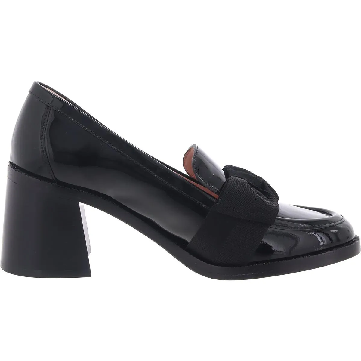 Leandra Womens Patent Leather Slip On Loafer Heels
